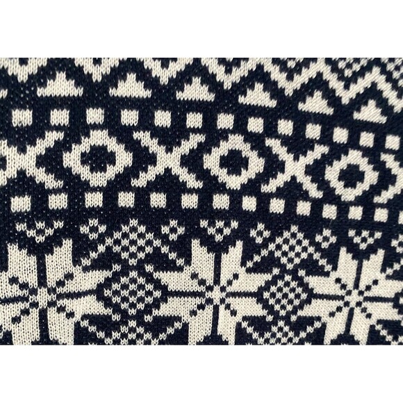 H&M Sweater Navy Fair Isle Nordic Cotton Crew Neck Long Sleeve Pullover - Picture 3 of 9